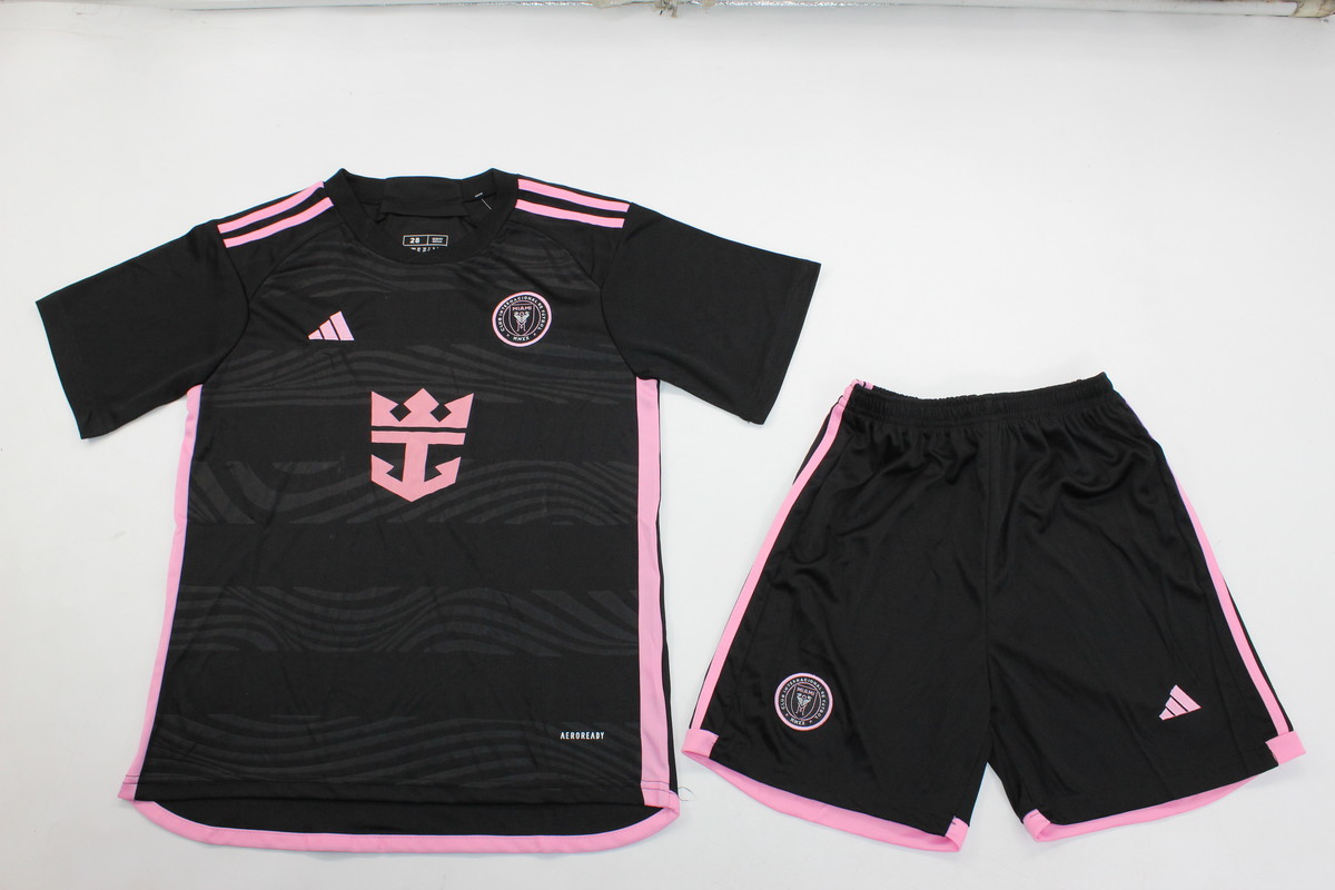 Kids-Inter Miami 24/25 Away Black/Pink Soccer Jersey